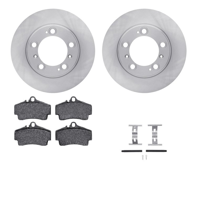 6512-02058 Brake Rotors w/5000 Advanced Brake Pads Kit with Hardware, 1997-2004 Porsche, Position: Rear
