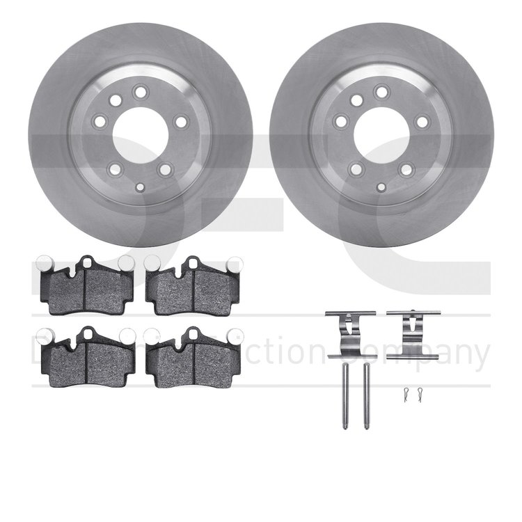 6512-02139 Brake Rotors w/5000 Advanced Brake Pads Kit with Hardware, 2005-2006 Porsche, Position: Rear