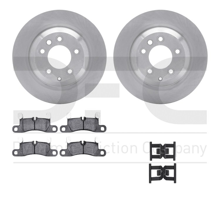 6512-02142 Brake Rotors w/5000 Advanced Brake Pads Kit with Hardware, 2011-2014 Porsche, Position: Rear