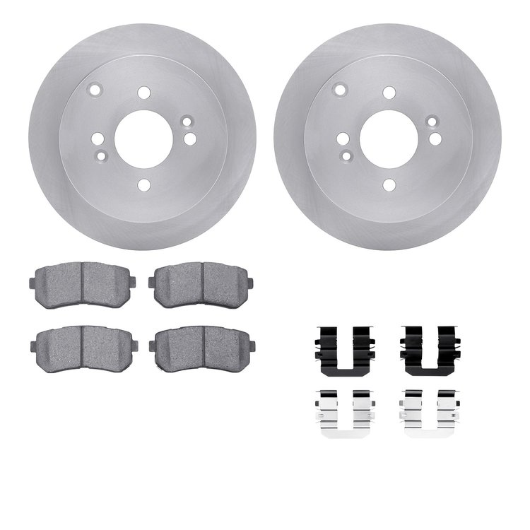 6512-03105 Brake Rotors w/5000 Advanced Brake Pads Kit with Hardware, 2006-2012 Multiple Makes/Models, Position: Rear