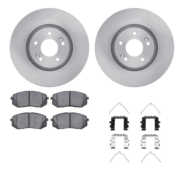 6512-03123 Brake Rotors w/5000 Advanced Brake Pads Kit with Hardware, 2016-2020 Kia/Hyundai/Genesis, Position: Front
