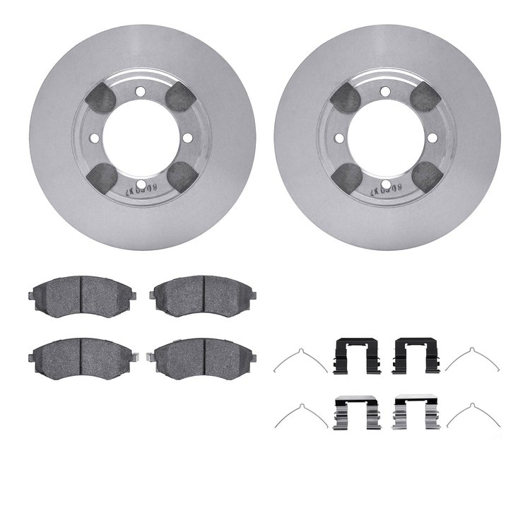 6512-03146 Brake Rotors w/5000 Advanced Brake Pads Kit with Hardware, 1997-1998 Kia/Hyundai/Genesis, Position: Front