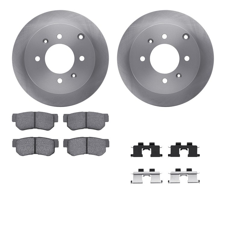 6512-03162 Brake Rotors w/5000 Advanced Brake Pads Kit with Hardware, 1999-2006 Kia/Hyundai/Genesis, Position: Rear