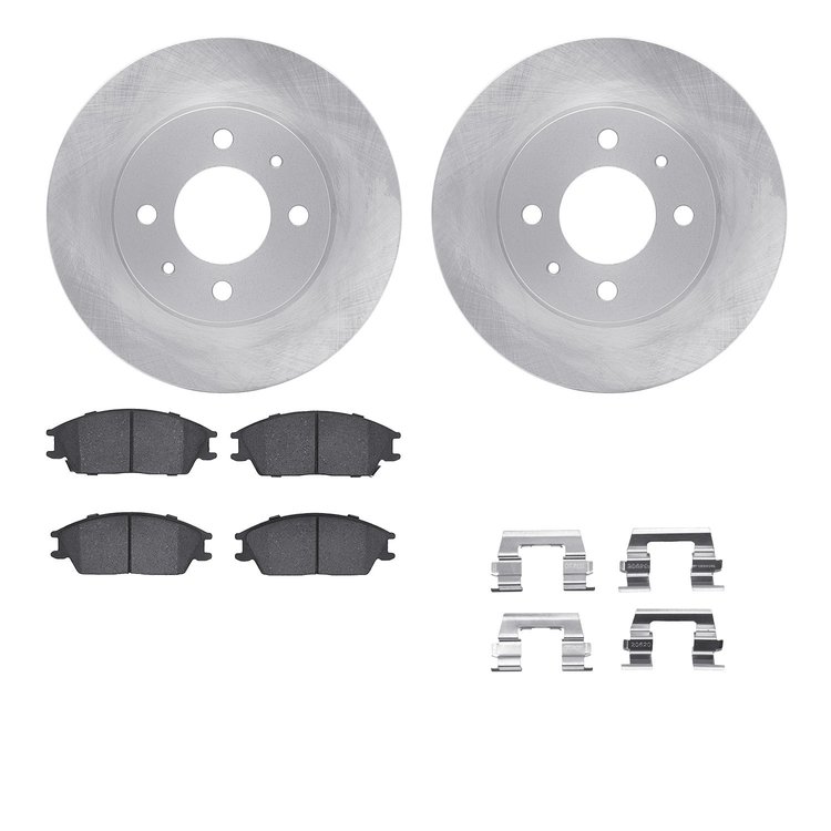 6512-03168 Brake Rotors w/5000 Advanced Brake Pads Kit with Hardware, 2000-2002 Kia/Hyundai/Genesis, Position: Front