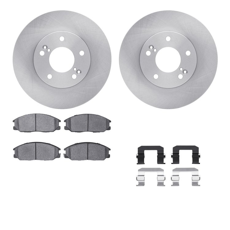 6512-03171 Brake Rotors w/5000 Advanced Brake Pads Kit with Hardware, 2001-2003 Kia/Hyundai/Genesis, Position: Front