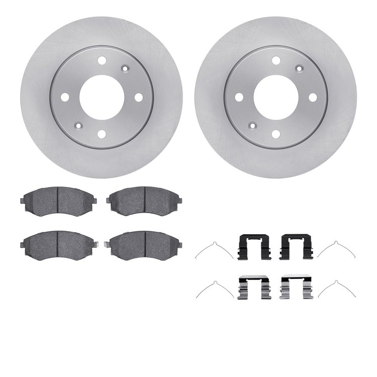 6512-03183 Brake Rotors w/5000 Advanced Brake Pads Kit with Hardware, 2001-2002 Kia/Hyundai/Genesis, Position: Front