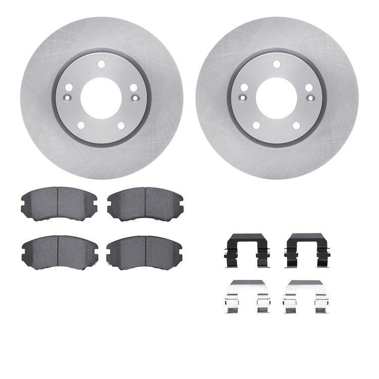 6512-03194 Brake Rotors w/5000 Advanced Brake Pads Kit with Hardware, 2003-2013 Kia/Hyundai/Genesis, Position: Front