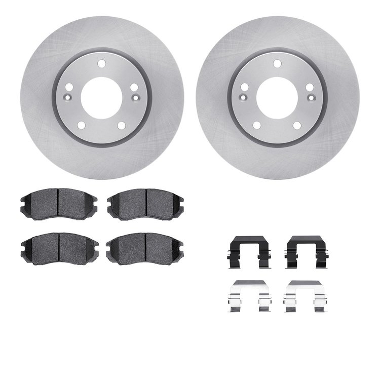 6512-03195 Brake Rotors w/5000 Advanced Brake Pads Kit with Hardware, 2004-2006 Kia/Hyundai/Genesis, Position: Front