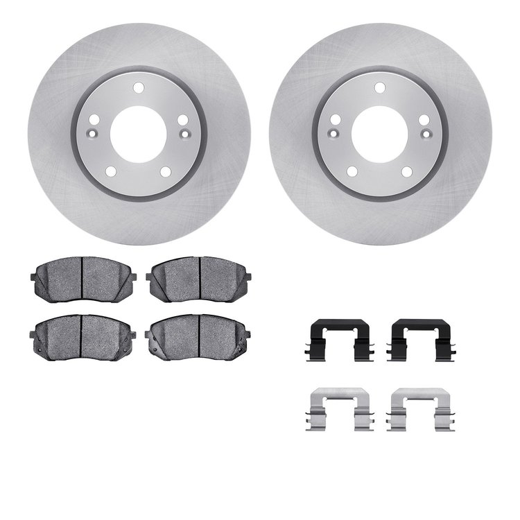 6512-03196 Brake Rotors w/5000 Advanced Brake Pads Kit with Hardware, 2011-2012 Kia/Hyundai/Genesis, Position: Front