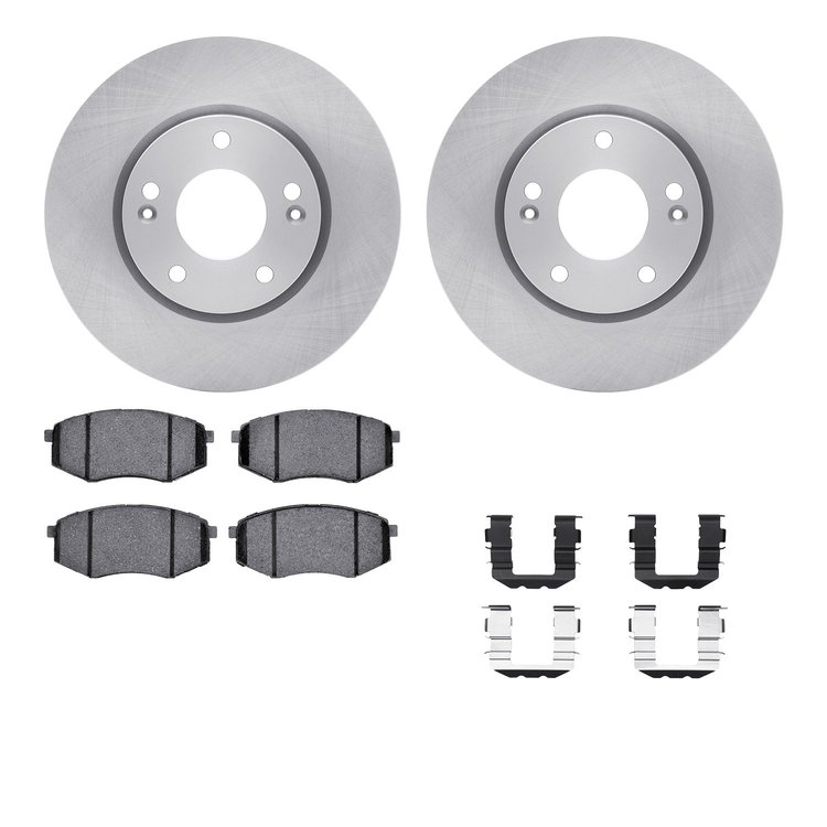 6512-03198 Brake Rotors w/5000 Advanced Brake Pads Kit with Hardware, 2010-2011 Kia/Hyundai/Genesis, Position: Front