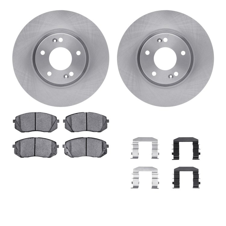 6512-03236 Brake Rotors w/5000 Advanced Brake Pads Kit with Hardware, 2010-2016 Kia/Hyundai/Genesis, Position: Front