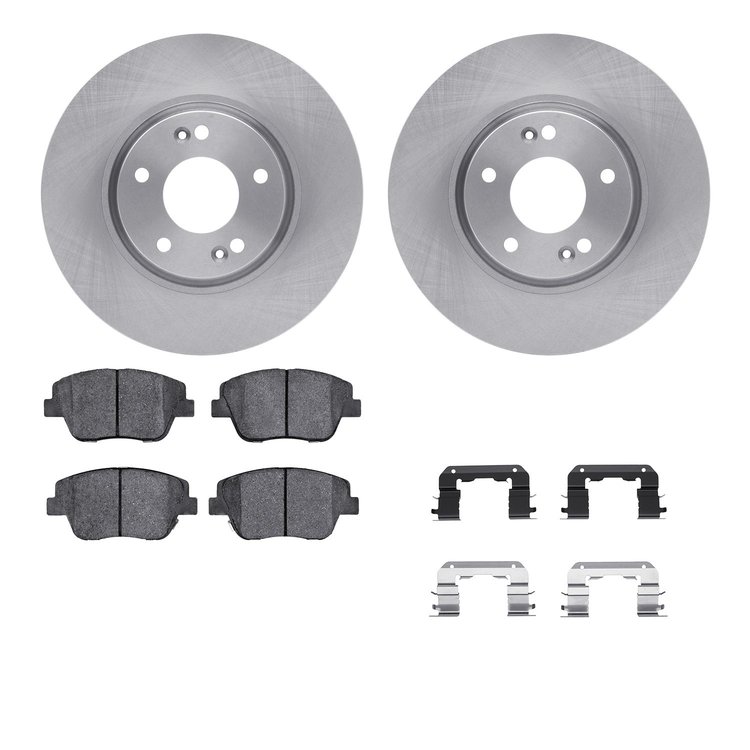 6512-03239 Brake Rotors w/5000 Advanced Brake Pads Kit with Hardware, 2009-2016 Kia/Hyundai/Genesis, Position: Front