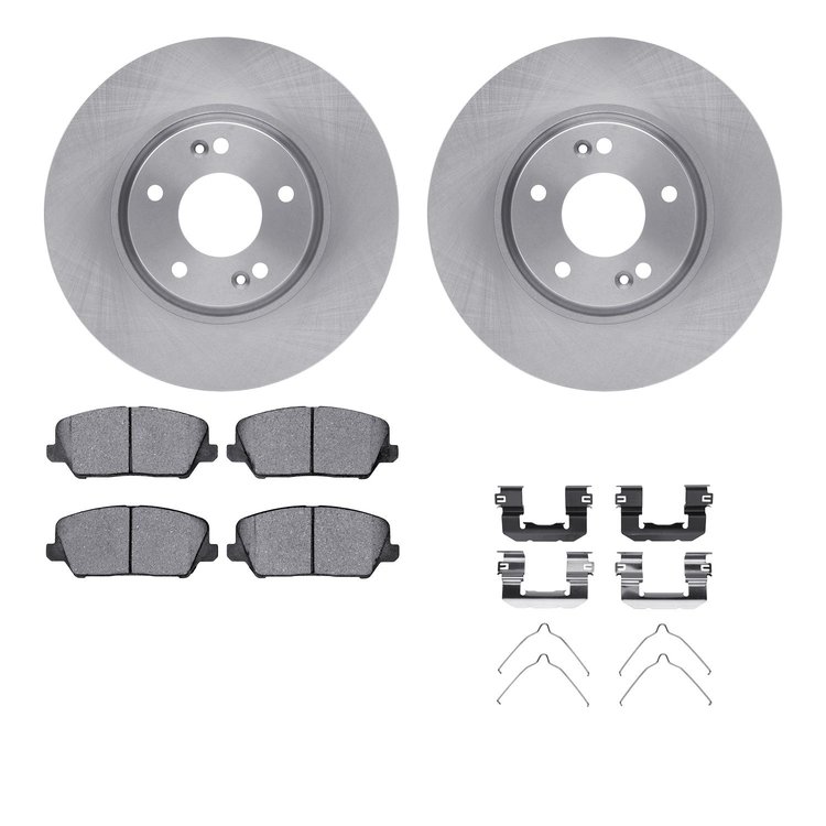 6512-03240 Brake Rotors w/5000 Advanced Brake Pads Kit with Hardware, 2016-2017 Kia/Hyundai/Genesis, Position: Front