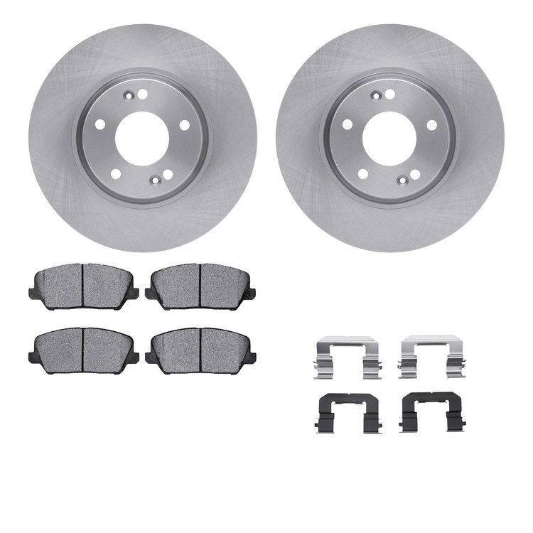 6512-03241 Brake Rotors w/5000 Advanced Brake Pads Kit with Hardware, 2014-2018 Kia/Hyundai/Genesis, Position: Front