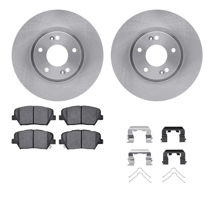 6512-03242 Brake Rotors w/5000 Advanced Brake Pads Kit with Hardware, 2014-2017 Kia/Hyundai/Genesis, Position: Front