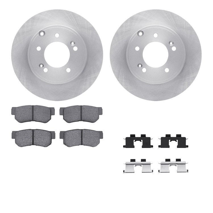 6512-03256 Brake Rotors w/5000 Advanced Brake Pads Kit with Hardware, 2005-2008 Kia/Hyundai/Genesis, Position: Rear