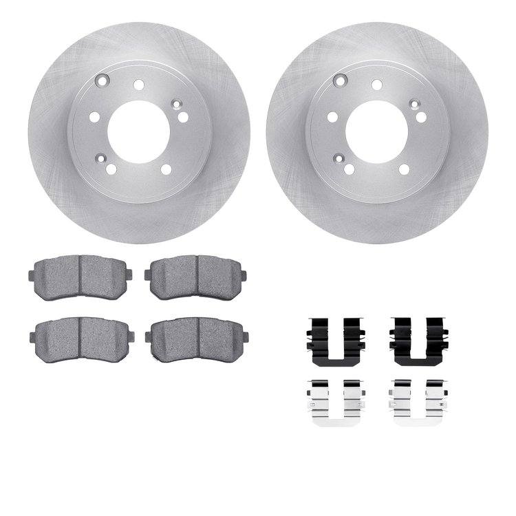 6512-03258 Brake Rotors w/5000 Advanced Brake Pads Kit with Hardware, 2014-2019 Kia/Hyundai/Genesis, Position: Rear