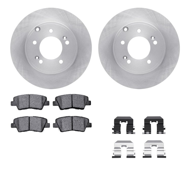 6512-03261 Brake Rotors w/5000 Advanced Brake Pads Kit with Hardware, 2008-2011 Kia/Hyundai/Genesis, Position: Rear
