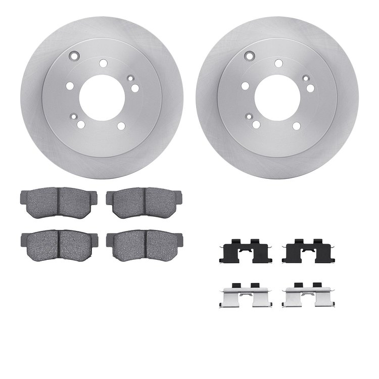 6512-03266 Brake Rotors w/5000 Advanced Brake Pads Kit with Hardware, 2006-2009 Kia/Hyundai/Genesis, Position: Rear