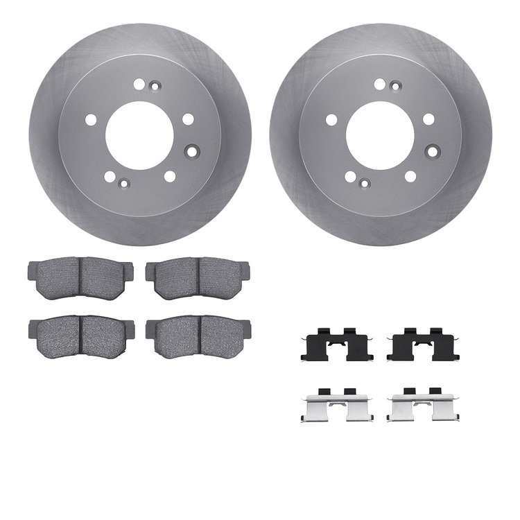 6512-03275 Brake Rotors w/5000 Advanced Brake Pads Kit with Hardware, 2007-2009 Kia/Hyundai/Genesis, Position: Rear