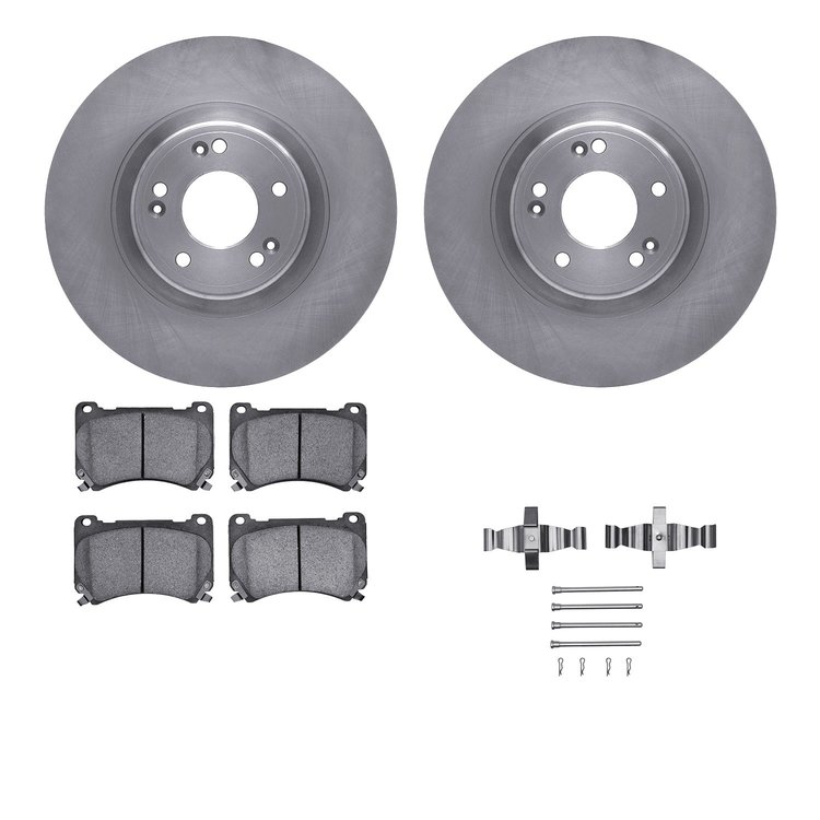 6512-03282 Brake Rotors w/5000 Advanced Brake Pads Kit with Hardware, 2009-2014 Kia/Hyundai/Genesis, Position: Front