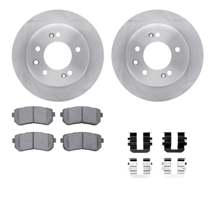 6512-03288 Brake Rotors w/5000 Advanced Brake Pads Kit with Hardware, 2009-2016 Kia/Hyundai/Genesis, Position: Rear