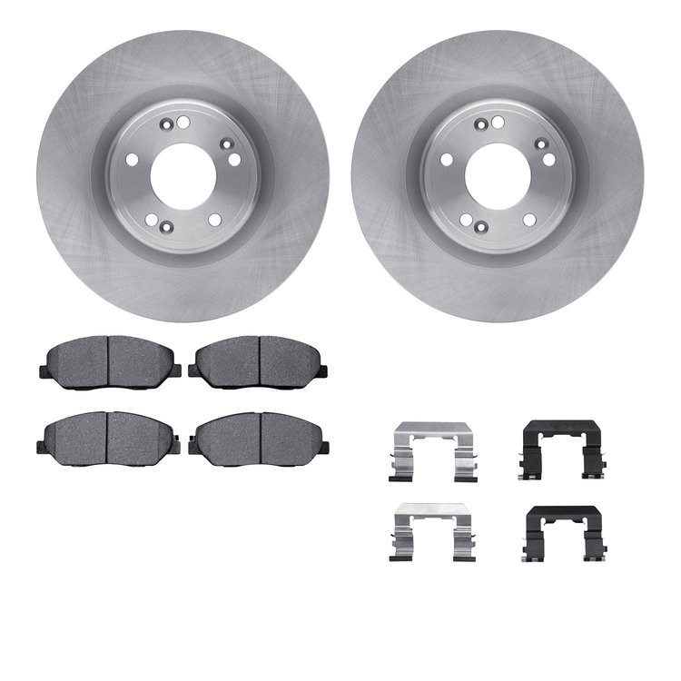 6512-03291 Brake Rotors w/5000 Advanced Brake Pads Kit with Hardware, 2009-2011 Kia/Hyundai/Genesis, Position: Front