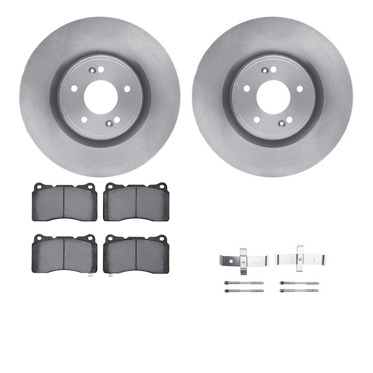 6512-03300 Brake Rotors w/5000 Advanced Brake Pads Kit with Hardware, 2010-2016 Kia/Hyundai/Genesis, Position: Front