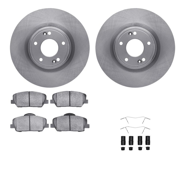 6512-03306 Brake Rotors w/5000 Advanced Brake Pads Kit with Hardware, 2010-2016 Kia/Hyundai/Genesis, Position: Front