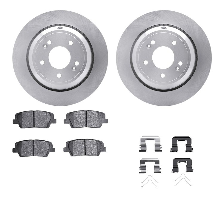 6512-03309 Brake Rotors w/5000 Advanced Brake Pads Kit with Hardware, 2011-2017 Kia/Hyundai/Genesis, Position: Rear