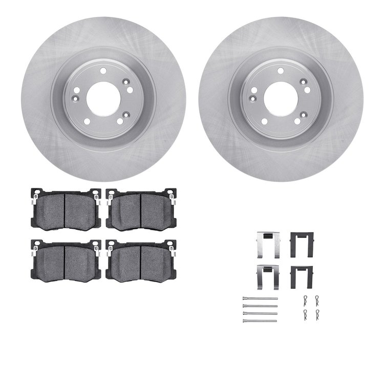 6512-03315 Brake Rotors w/5000 Advanced Brake Pads Kit with Hardware, 2015-2017 Kia/Hyundai/Genesis, Position: Front