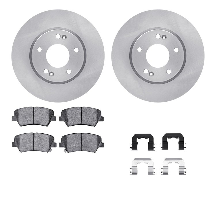 6512-03338 Brake Rotors w/5000 Advanced Brake Pads Kit with Hardware, 2011-2016 Kia/Hyundai/Genesis, Position: Front