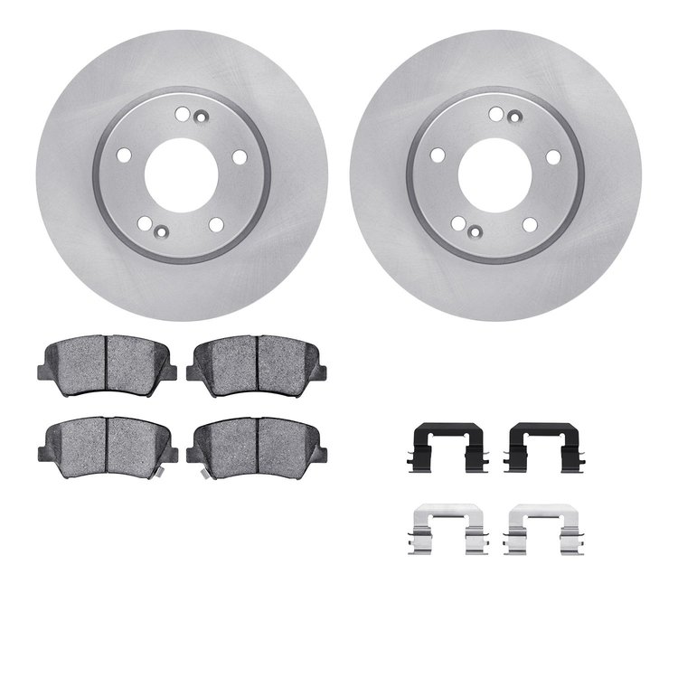 6512-03339 Brake Rotors w/5000 Advanced Brake Pads Kit with Hardware, 2012-2016 Kia/Hyundai/Genesis, Position: Front