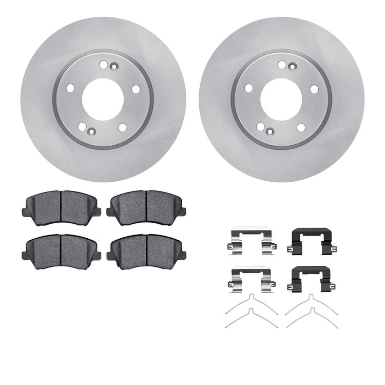 6512-03340 Brake Rotors w/5000 Advanced Brake Pads Kit with Hardware, 2016-2021 Kia/Hyundai/Genesis, Position: Front