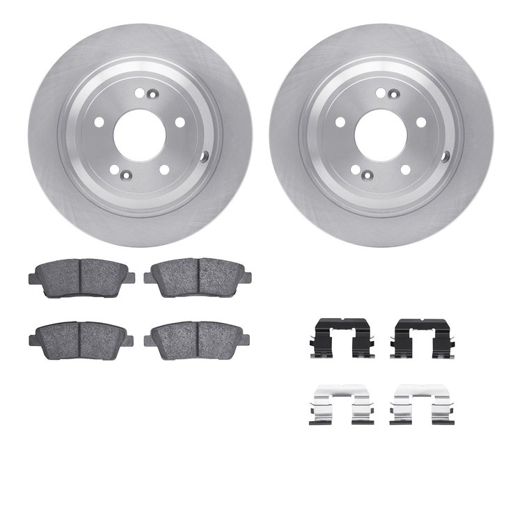 6512-03349 Brake Rotors w/5000 Advanced Brake Pads Kit with Hardware, 2010-2017 Kia/Hyundai/Genesis, Position: Rear