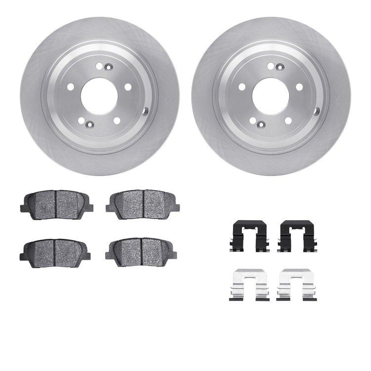 6512-03350 Brake Rotors w/5000 Advanced Brake Pads Kit with Hardware, 2009-2009 Kia/Hyundai/Genesis, Position: Rear