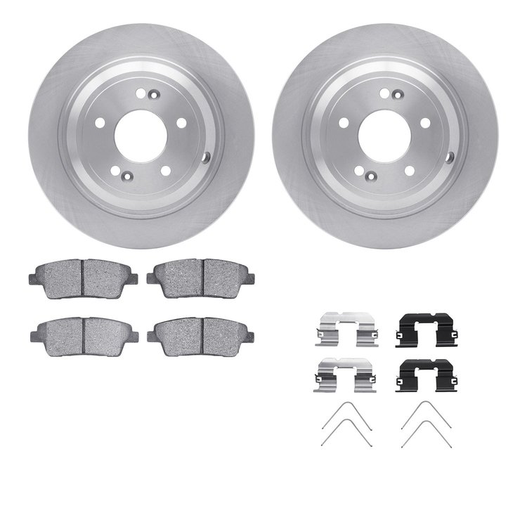 6512-03351 Brake Rotors w/5000 Advanced Brake Pads Kit with Hardware, 2018-2020 Kia/Hyundai/Genesis, Position: Rear