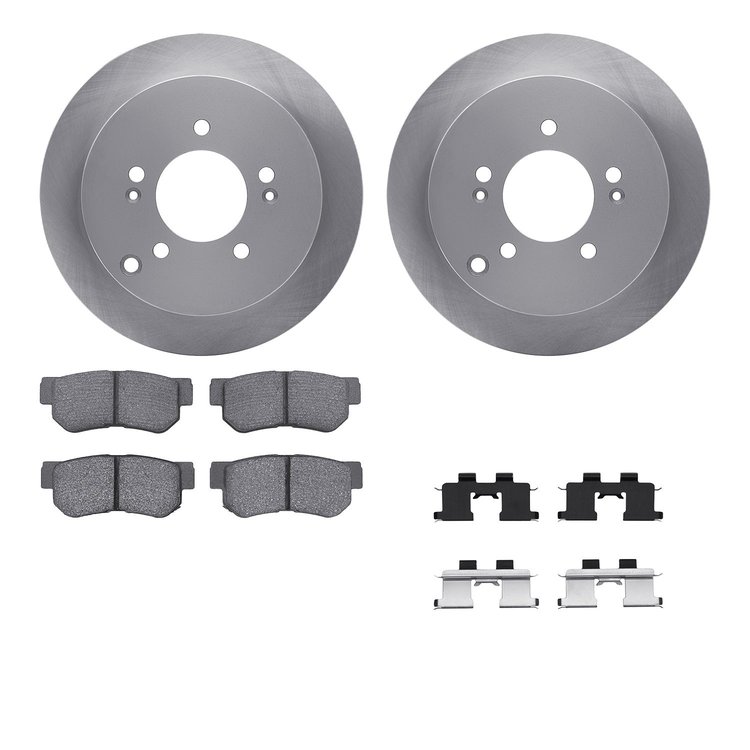 6512-03376 Brake Rotors w/5000 Advanced Brake Pads Kit with Hardware, 2001-2010 Kia/Hyundai/Genesis, Position: Rear