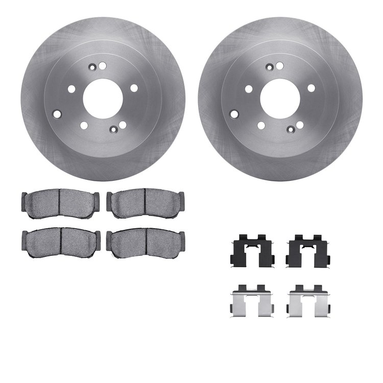 6512-03384 Brake Rotors w/5000 Advanced Brake Pads Kit with Hardware, 2007-2009 Kia/Hyundai/Genesis, Position: Rear