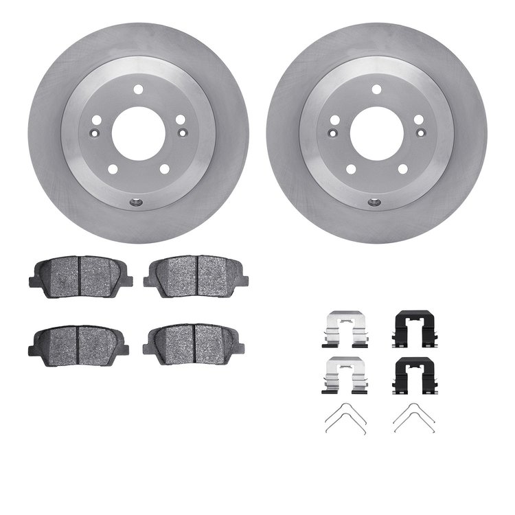 6512-03399 Brake Rotors w/5000 Advanced Brake Pads Kit with Hardware, 2010-2019 Kia/Hyundai/Genesis, Position: Rear