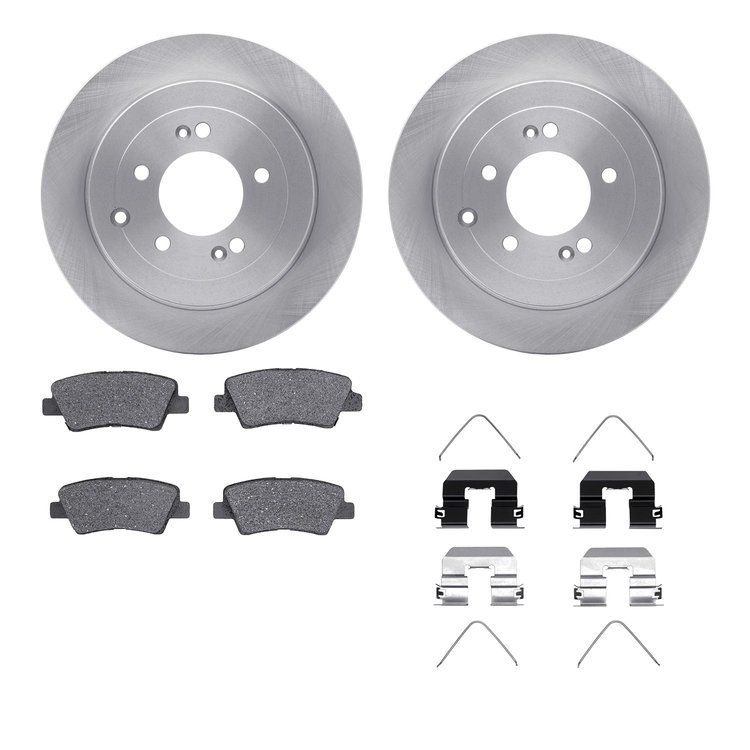 6512-03405 Brake Rotors w/5000 Advanced Brake Pads Kit with Hardware, Fits Select Kia/Hyundai/Genesis, Position: Rear