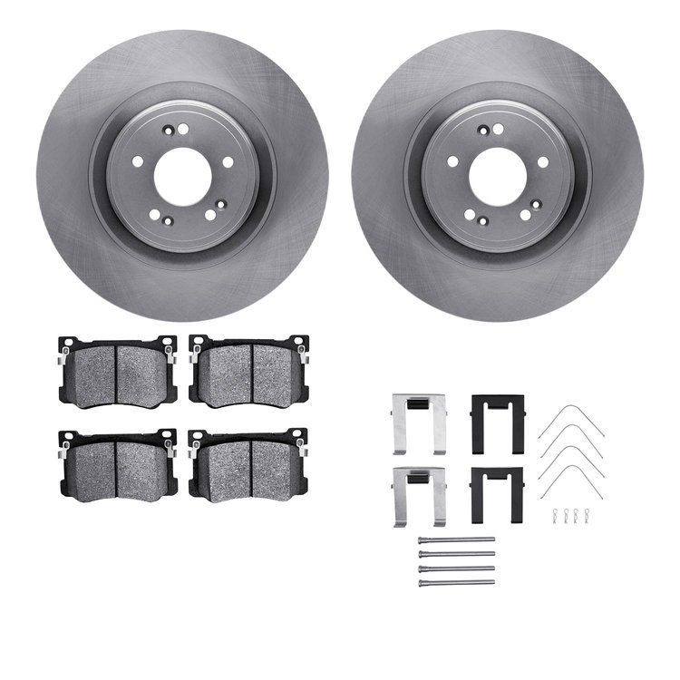 6512-03441 Brake Rotors w/5000 Advanced Brake Pads Kit with Hardware, 2018-2020 Kia/Hyundai/Genesis, Position: Front