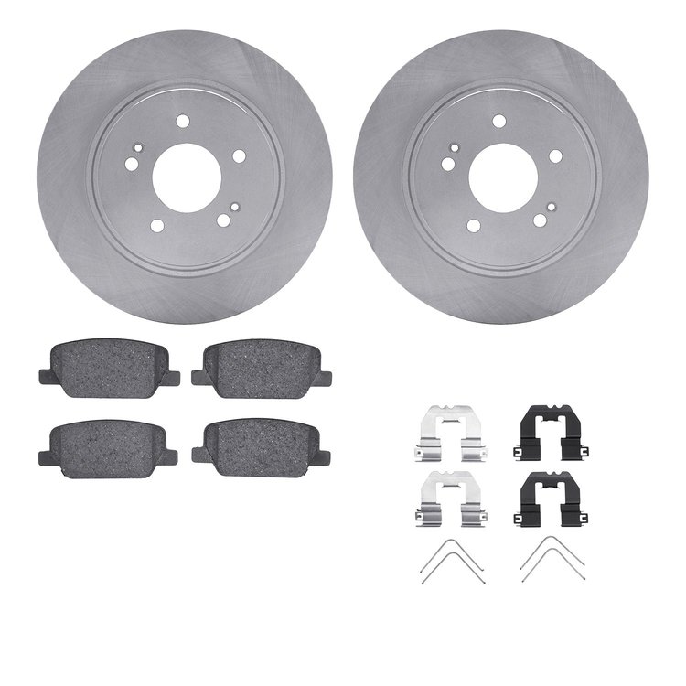 6512-03456 Brake Rotors w/5000 Advanced Brake Pads Kit with Hardware, Fits Select Kia/Hyundai/Genesis, Position: Rear