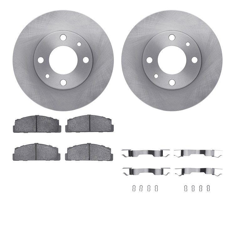 6512-07012 Brake Rotors w/5000 Advanced Brake Pads Kit with Hardware, 1966-1983 Mopar, Position: Rear