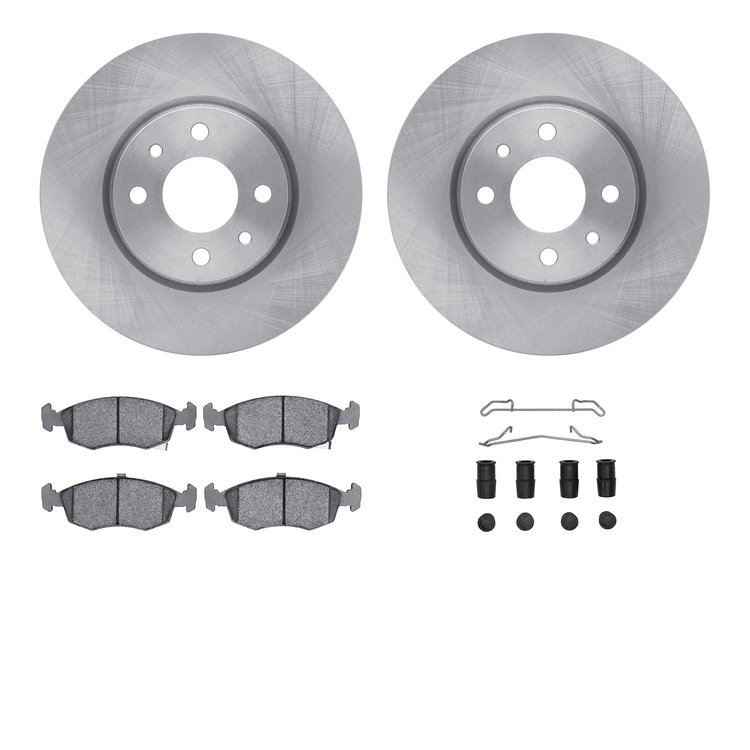 6512-07021 Brake Rotors w/5000 Advanced Brake Pads Kit with Hardware, 2012-2019 Mopar, Position: Front