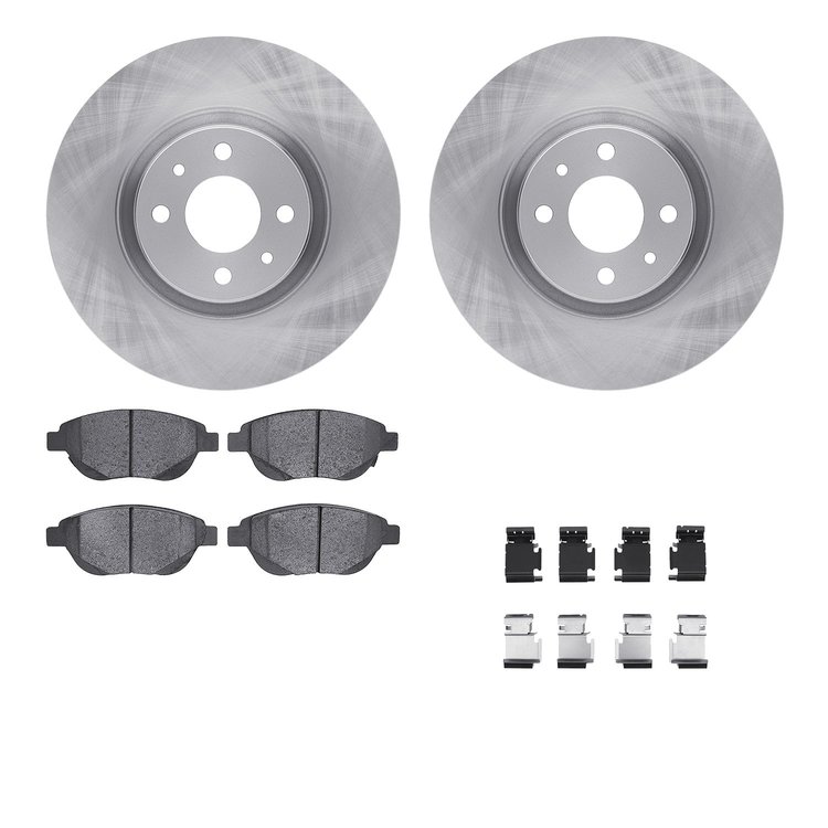 6512-07027 Brake Rotors w/5000 Advanced Brake Pads Kit with Hardware, 2012-2019 Mopar, Position: Front
