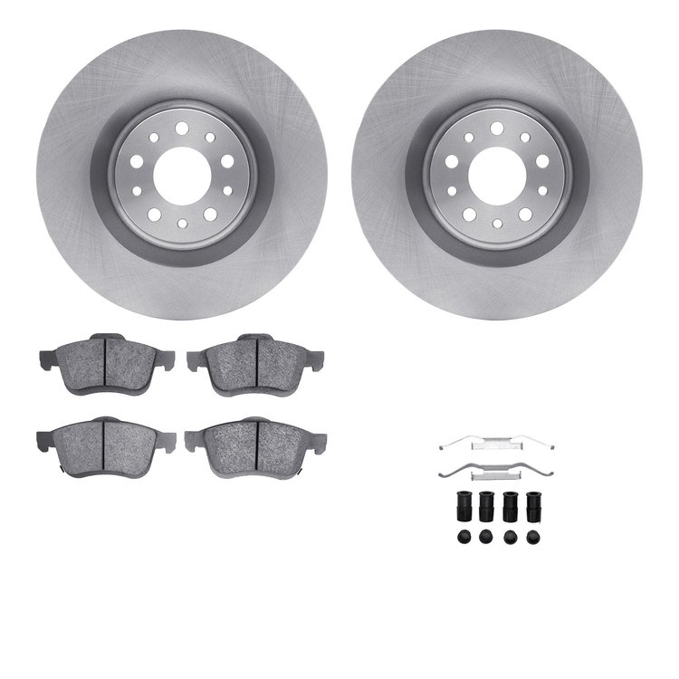 6512-07033 Brake Rotors w/5000 Advanced Brake Pads Kit with Hardware, 2014-2019 Mopar, Position: Front