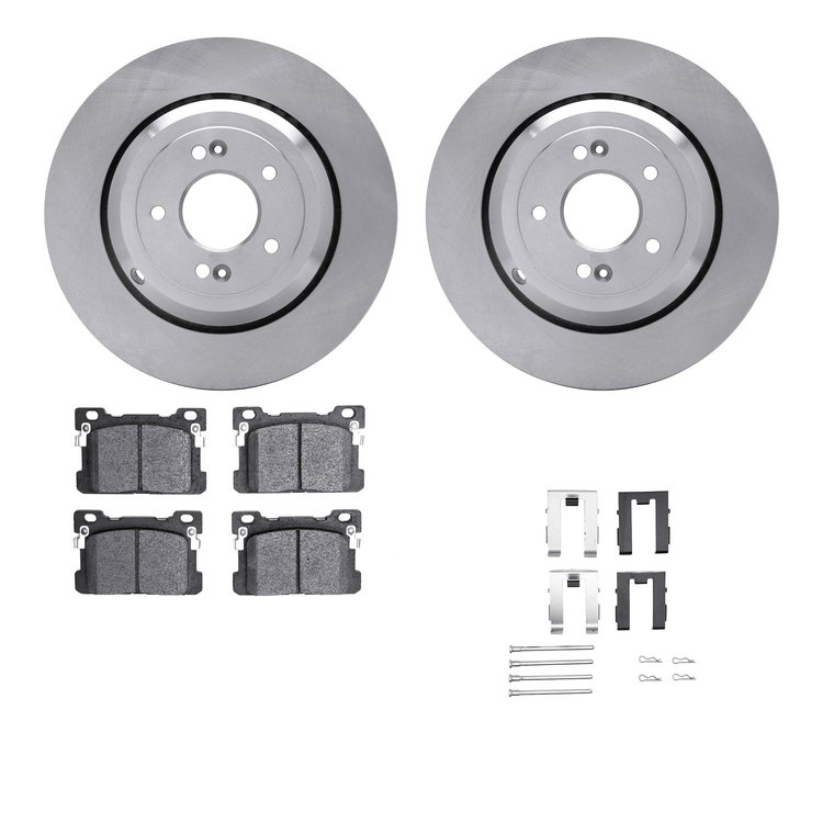 6512-10008 Brake Rotors w/5000 Advanced Brake Pads Kit with Hardware, 2017-2020 Kia/Hyundai/Genesis, Position: Rear