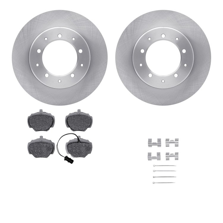 6512-11048 Brake Rotors w/5000 Advanced Brake Pads Kit with Hardware, 1987-1995 Land Rover, Position: Rear