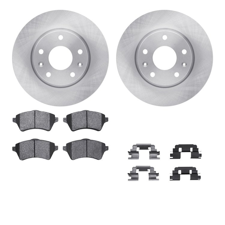 6512-11066 Brake Rotors w/5000 Advanced Brake Pads Kit with Hardware, 2002-2005 Land Rover, Position: Front